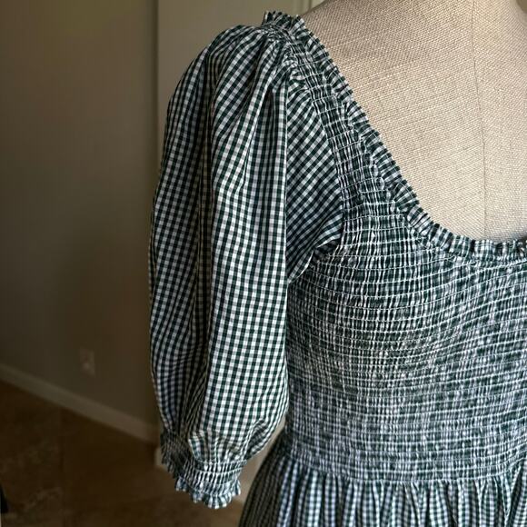 Hill House The Louisa Emerald Green Gingham Nap Dress - Picture 5 of 8